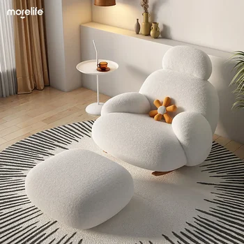 Современное пушистое Белое кресло для гостиной, Симпатичный пол, Эргономичное ленивое кресло-качалка, кресло для отдыха, мебель для дома Meubles 0