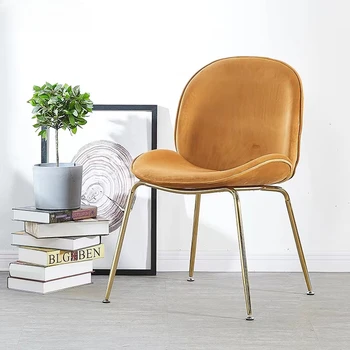 Современный Роскошный дизайн, Бархатная Ткань, макияж, современный стул для домашнего кофе, металлический обеденный стул из нержавеющей стали