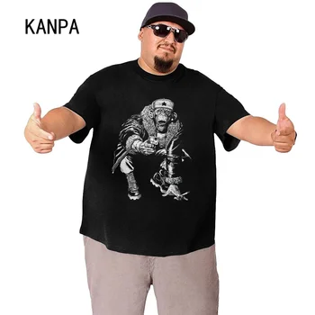Стильная летняя модная хлопковая футболка с изображением обезьяньего копья оверсайз для мужчин с забавным принтом - повседневная уличная одежда в лучшем виде 6XL 5XL 2