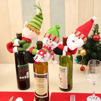 Сумка-чехол для бутылки вина, Обними Санта-Клауса, Обними Санта-Клауса, Снеговика, куклу-Эльфа, Украшения для бутылок вина за обеденным столом, Рождественская вечеринка