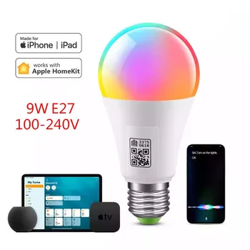 Управление приложением WIFI умная светодиодная лампа Apple Homekit E27 E14 GU10 светодиодная лампа 100-240 В/DC12V Голосовое управление Apple Siri