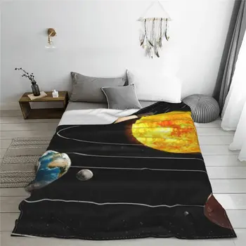 Фланелевое одеяло с солнечной системой, звездное небо, милый инопланетянин, Ультрамягкие пледы для путешествий на свежем воздухе, одеяло для спальни 1