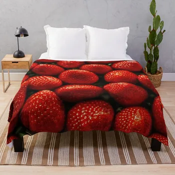 Фланелевое покрывало со свежей клубникой и фруктами для дивана-кровати в гостиной размера 