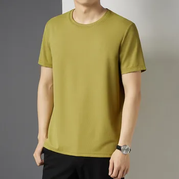 Футболка Модная мужская летняя однотонная футболка с коротким рукавом высокого качества в простом стиле, повседневная роскошная белая мужская одежда, топы, тройники 0