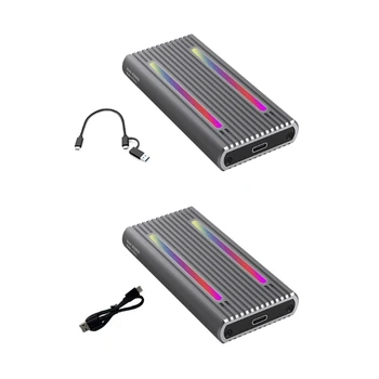 Цветной D63H RGB.Корпус SSD с 2 твердотельными накопителями, портативный корпус из алюминиевого сплава, внешний жесткий корпус
