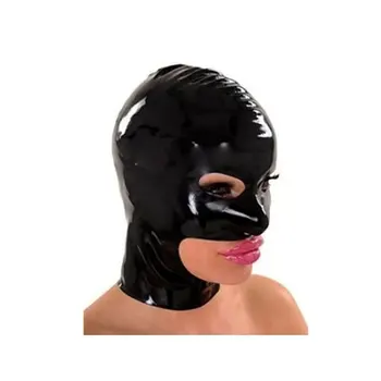 Черный латексный капюшон ручной работы, молния сзади, Резиновая маска для красивой девушки, клубная одежда, Женский костюм для косплея на Хэллоуин
