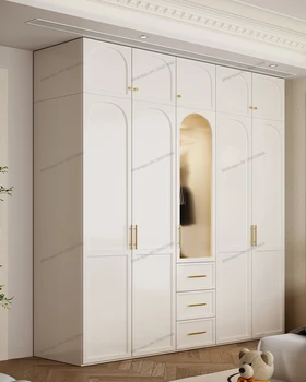 Шкаф со стеклянной дверцей, шкаф для хранения во французском светло-кремовом стиле, Шкаф для хранения в спальне 1